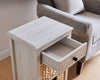 Jon 15.5" Chairside Table with 2 Baskets & Drawer - White Oak|Table de fauteuil Jon de 15,5 po avec 2 paniers et tiroir - chêne blanc
