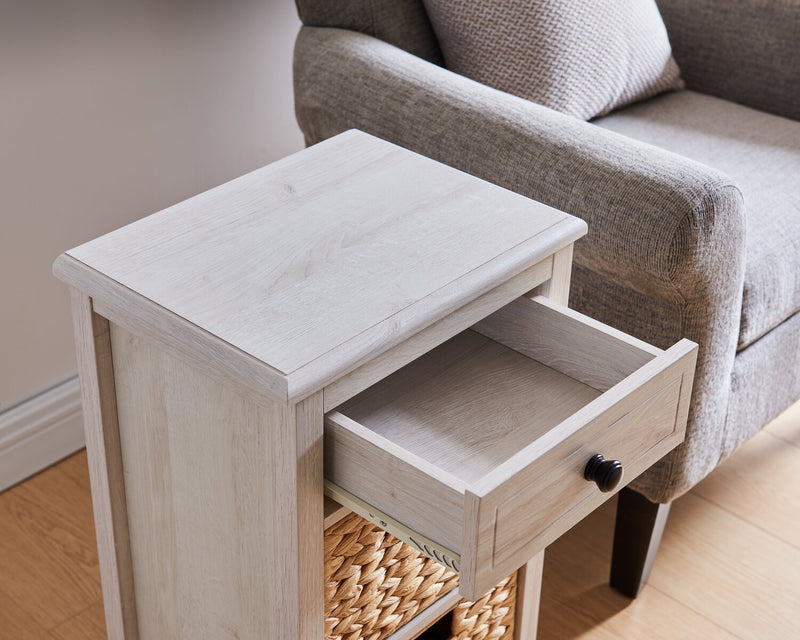 Jon 15.5\" Chairside Table with 2 Baskets & Drawer - White Oak