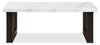 Silvia 48" Modern Coffee Table - White and Grey Marble Look with Brown Wood Legs|Table à café moderne Silvia de 48 po - imitation de marbre blanc et gris avec pattes en bois brun