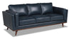 Vivia Top-Grain Genuine Leather Sofa - Navy 