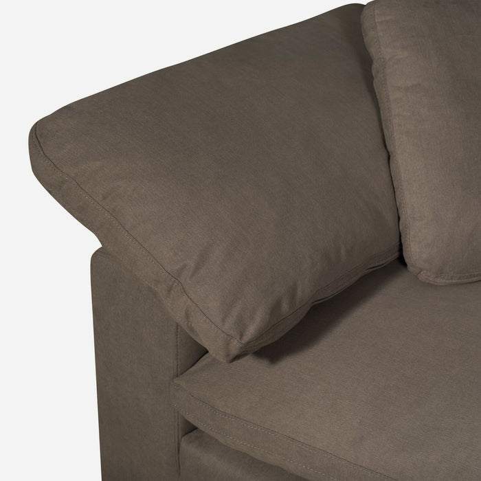 Eclipse Modular 6-Piece Linen-Look Fabric Sectional with Ottomans and Reversible Feather Down Cushions - Slate Grey