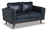 Vivia Top-Grain Genuine Leather Loveseat - Navy 