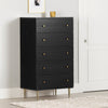 Lake Bedroom Chest of Drawers, 5-Drawer, 29"W x 52"H, Made in Canada, Glam - Black | Commode verticale somptueuse Lake de 29 po (L) x 52 po (H) à 5 tiroirs pour la chambre à coucher, fabriquée au Canada - noire