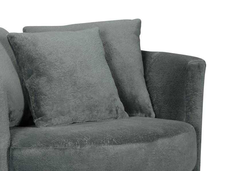 Made in Canada Midi 42\" Chenille Fabric Swivel Cuddler Accent Chair - Plush Thunder Grey