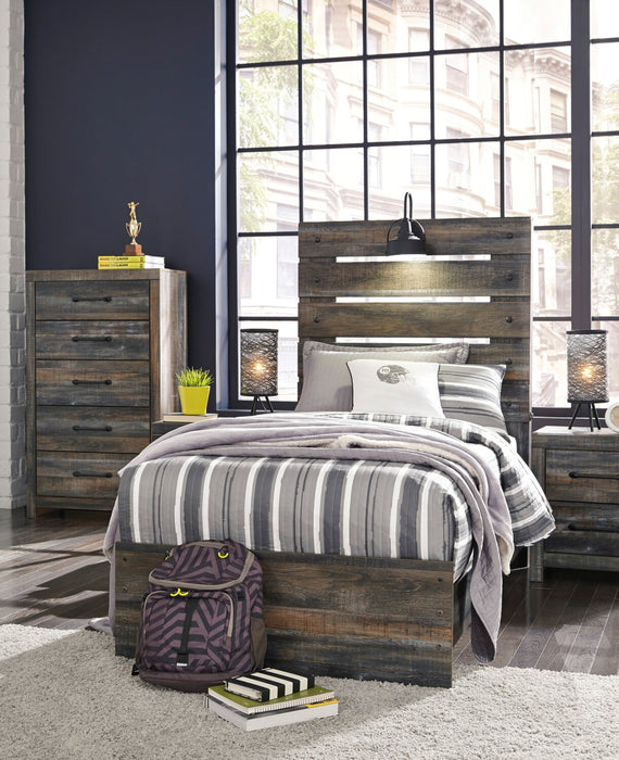 Abby Panel Headboard with LED Light & USB Ports for Kids, Brown - Twin Size