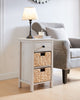 Jon 15.5" Chairside Table with 2 Baskets & Drawer - White Oak|Table de fauteuil Jon de 15,5 po avec 2 paniers et tiroir - chêne blanc