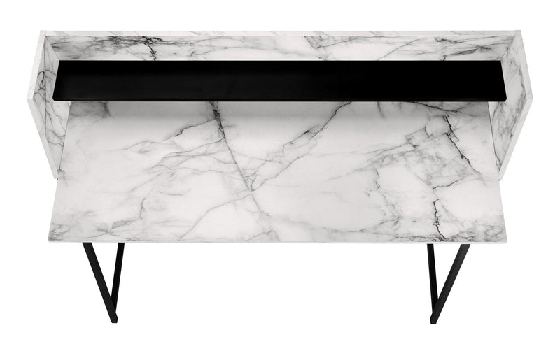 Lawson 47.25\" Office Desk with Small Hutch - White Marble-Look