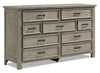 Levi Bedroom 9-Drawer Dresser, 67\"W x 38\"H, Wood - Drift Grey