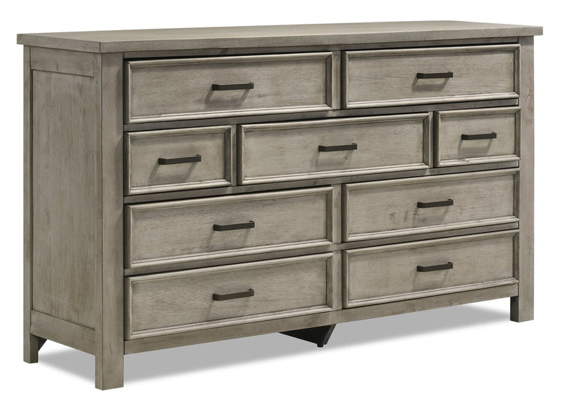 Levi Bedroom 9-Drawer Dresser, 67\"W x 38\"H, Wood - Drift Grey