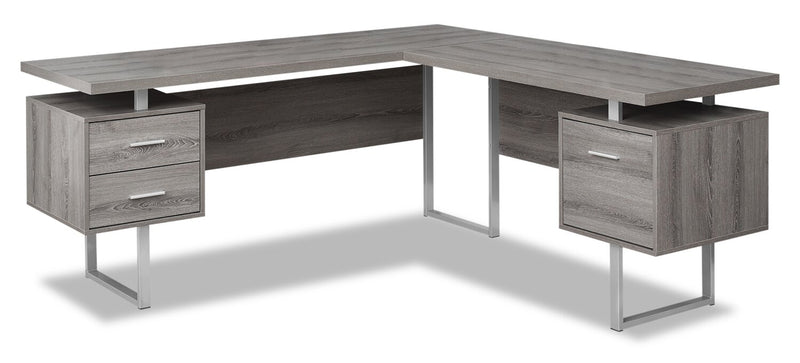 Marnie Reversible 71\" L-Shaped Corner Office Desk with 3-Drawers - Dark Taupe