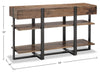Manchester 54" Modern Sofa Table with Storage and Shelf - Brown Wood with Iron Base|Table de salon moderne Manchester de 54 po avec rangement et tablette - bois brun avec base en fer
