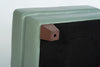 Chateau d’Ax Vita 31" 100% Genuine Leather Ottoman with Diamond Pattern Stitching and Wood Legs - Seafoam Green | Pouf Vita de Château d’Ax de 31 po en cuir 100 % véritable avec coutures à motif de diamant et pattes en bois - vert écume de mer