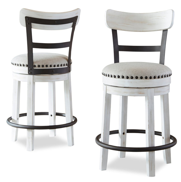 Otis Counter-Height Stool with Swivel Seat & Vegan Leather Fabric, 24\"H, Metal - White