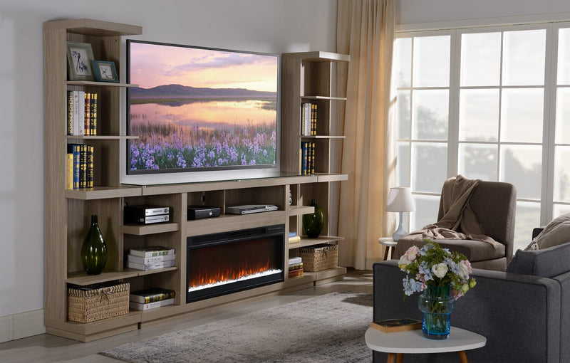 Axel 74\" 3-Piece Entertainment Centre with Electric Fireplace and Storage for TVs up to 85\"- Taupe