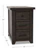 Morgan Chairside Table with USB - Brown - Rustic style End Table in Dark brown Reclaimed Wood, Pine, Plywood