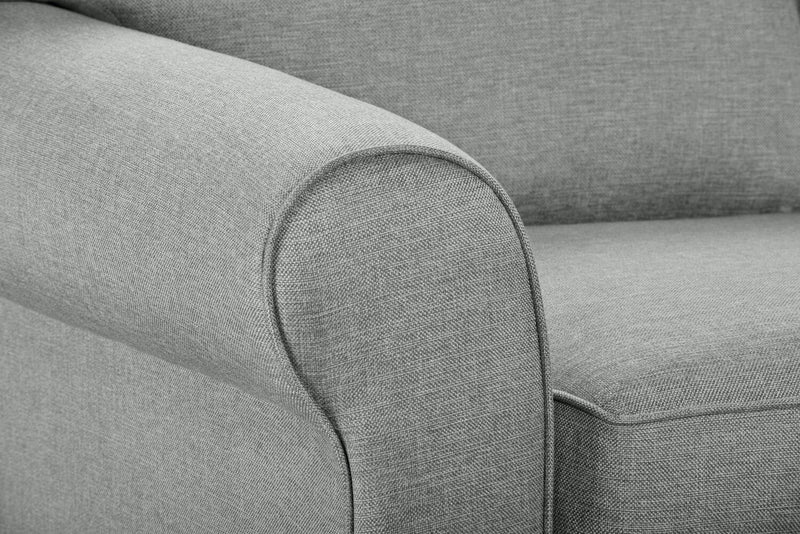 Made in Canada Tula 88\" Fabric Sofa with Rolled Arms and Accent Pillows - Mist Grey 
