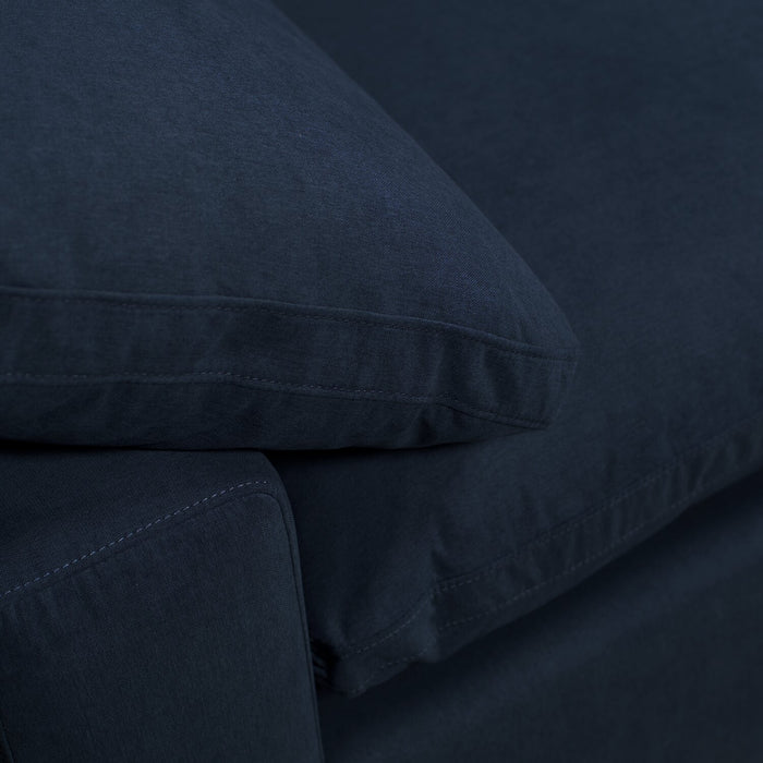 Eclipse Modular 43\" Linen-Look Fabric Corner Chair with Reversible Feather Down Cushions - Navy Blue