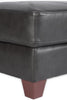 Chateau d’Ax Vita 31" 100% Genuine Leather Ottoman with Diamond Pattern Stitching and Wood Legs - Charcoal Grey | Pouf Vita de Château d’Ax de 31 po en cuir 100 % véritable avec coutures à motif de diamant et pattes en bois - gris anthracite