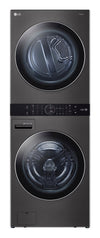 LG 5.2 Washer/7.4 Gas Dryer Cu. Ft. Front-Load High-Efficiency Steam Washtower™ - Black Steel - WKGX201HBA