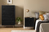 Lake Bedside 2-Drawer Nightstand, 19.5"W x 25.5"H, Made in Canada, Glam - Black | Table de nuit somptueuse Lake de 19,5 po (L) x 25,5 po (H) à 2 tiroirs, fabriquée au Canada - noire