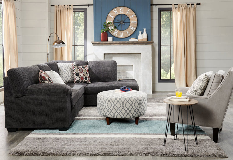 Made in Canada Morty 2-Piece Right-Facing Chenille Fabric Sectional with Accent Pillows - Grey