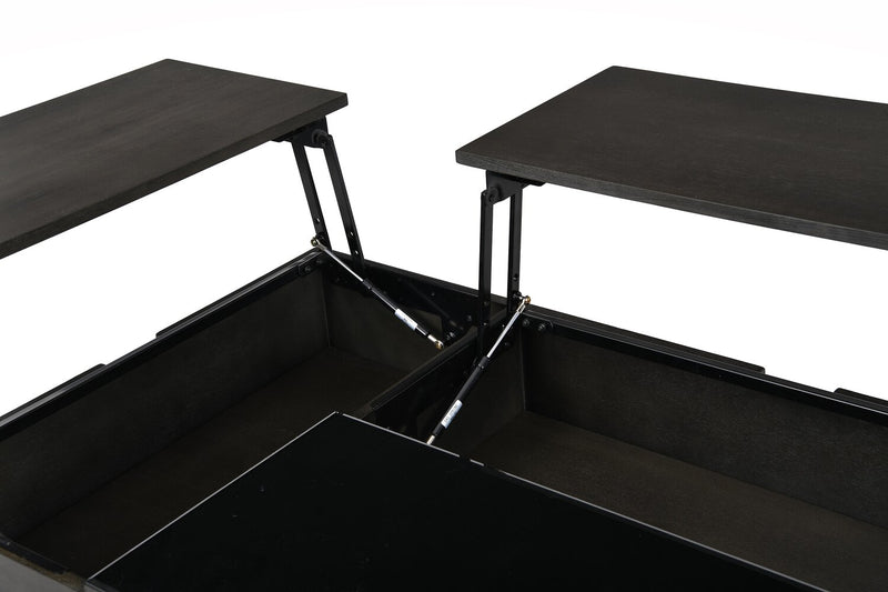 Landon 48\" Modern Lift Top Coffee Table With Storage, Shelf and Casters - Dark Brown  