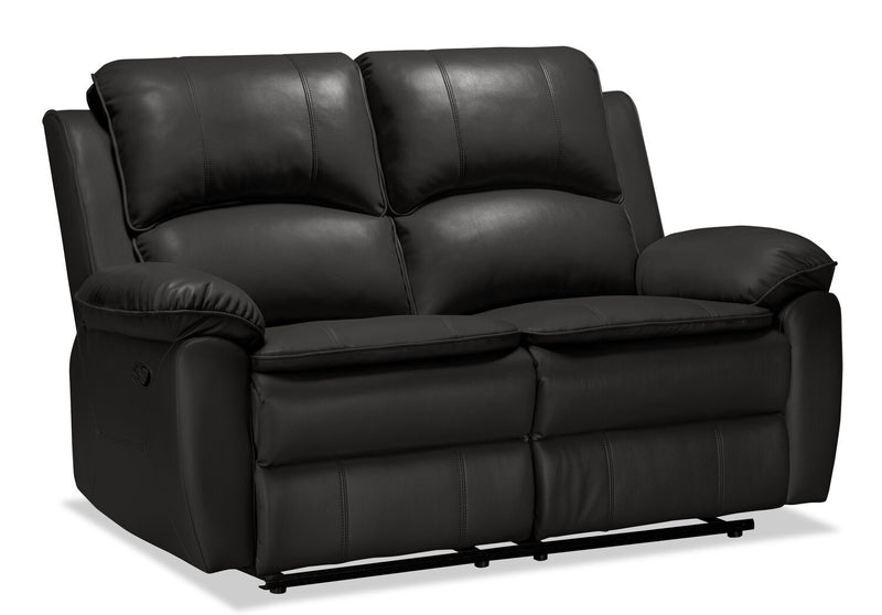 Chandler 60\" Leather-Look Fabric Reclining Loveseat - Grey