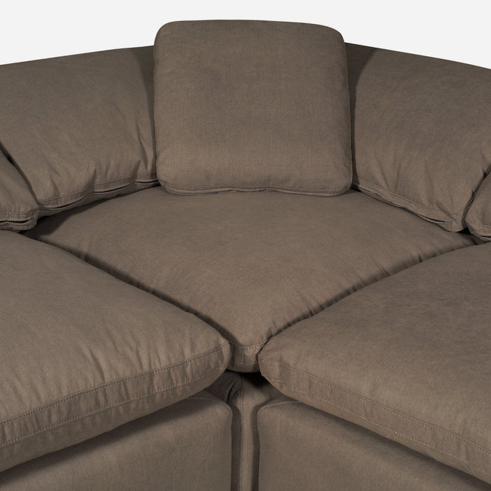 Eclipse Modular 8-Piece Linen-Look Fabric Sectional with Reversible Feather Down Cushions - Slate Grey