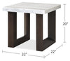 Silvia 22" Modern End Table - White and Grey Marble Look with Brown Wood Legs|Table de bout moderne Silvia de 22 po - imitation de marbre blanc et gris avec pattes en bois brun