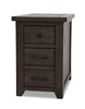 Morgan Chairside Table with USB - Brown - Rustic style End Table in Dark brown Reclaimed Wood, Pine, Plywood