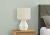 17" Cream Ceramic Linen Drum Shade Table Lamp|Lampe de table de 17 po en céramique crème avec abat-jour cylindrique lin