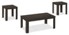 Remy 44\" Traditional 3-Pack Coffee + 2 End Tables - Black Brown 