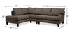 Nofia 3-Piece Chenille Left-Facing Sectional - Charcoal 