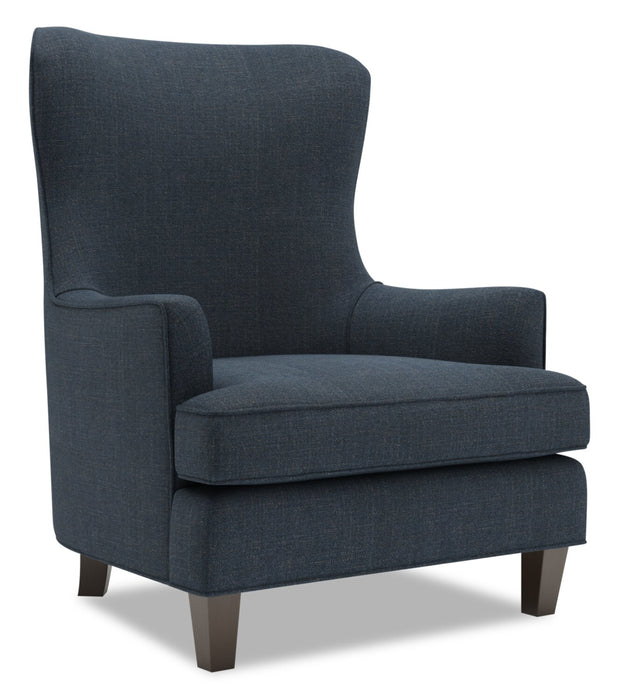 Made in Canada Sofa Lab Customizable Wingback 32\" Linen-Look Fabric Accent Chair - Luna Sailor Blue
