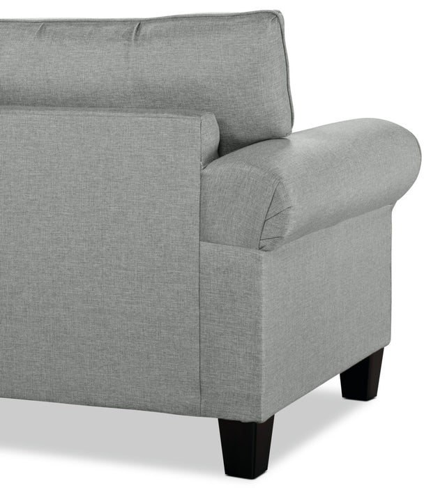 Made in Canada Tula 65\" Fabric Loveseat with Rolled Arms and Accent Pillows - Mist Grey 