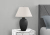 24" Black Textured Ceramic Table Lamp with Ivory Shade|Lampe de table de 24 po en céramique texturée noire avec abat-jour ivoire