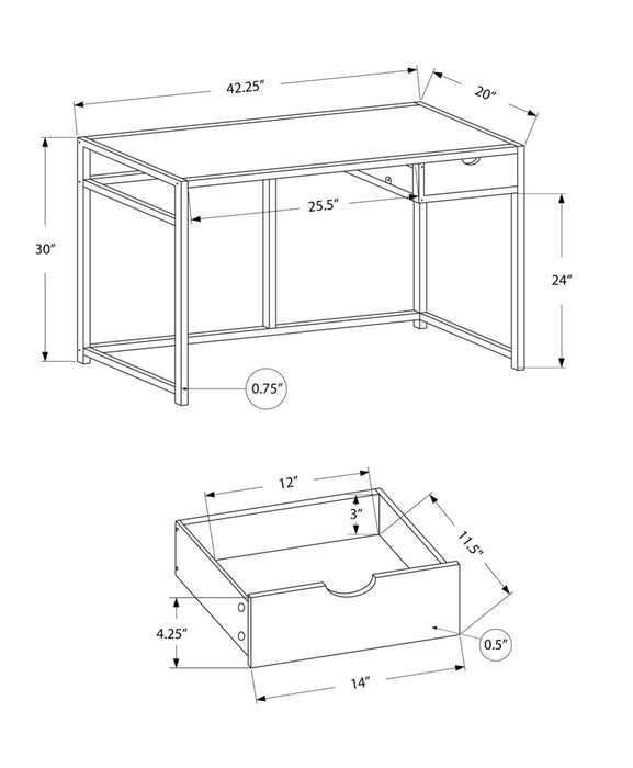 Everly 42.25\" Office Desk with Drawer - Black