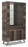 Gino Dining Curio with Storage & Glass Display Shelves - Made in Italy, Modern, 42\"W - Brown