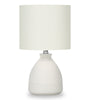17" Cream Ceramic Linen Drum Shade Table Lamp|Lampe de table de 17 po en céramique crème avec abat-jour cylindrique lin