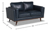 Vivia Top-Grain Genuine Leather Loveseat - Navy 