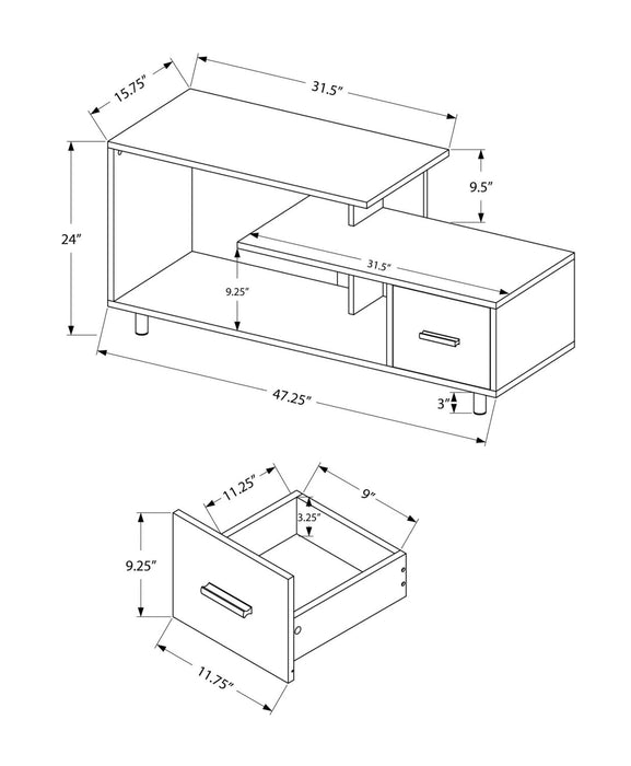 Sara 48\" Modern TV Stand with Storage and Cable Management for TVs up to 35\"- Black