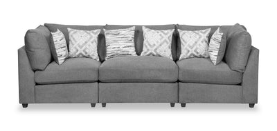 Scott Living Evolve Modular 118.5" Linen-Look Fabric Sofa with Removable Feather Down Cushions - Charcoal Grey | Sofa modulaire Evolve de Scott Living de 118,5 po en tissu d’apparence lin avec coussins amovibles en duvet et plumes - gris anthracite