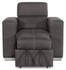 Drake Faux Suede Chair with Pull-Out Ottoman - Cement 