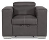 Drake Faux Suede Chair with Pull-Out Ottoman - Cement 