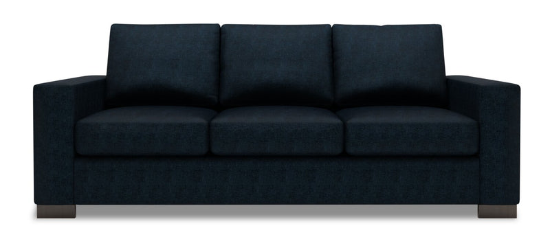 Made in Canada Customizable Sofa Lab Track 85\" Chenille Fabric Sofa with Track Arms - Luxury Indigo Blue