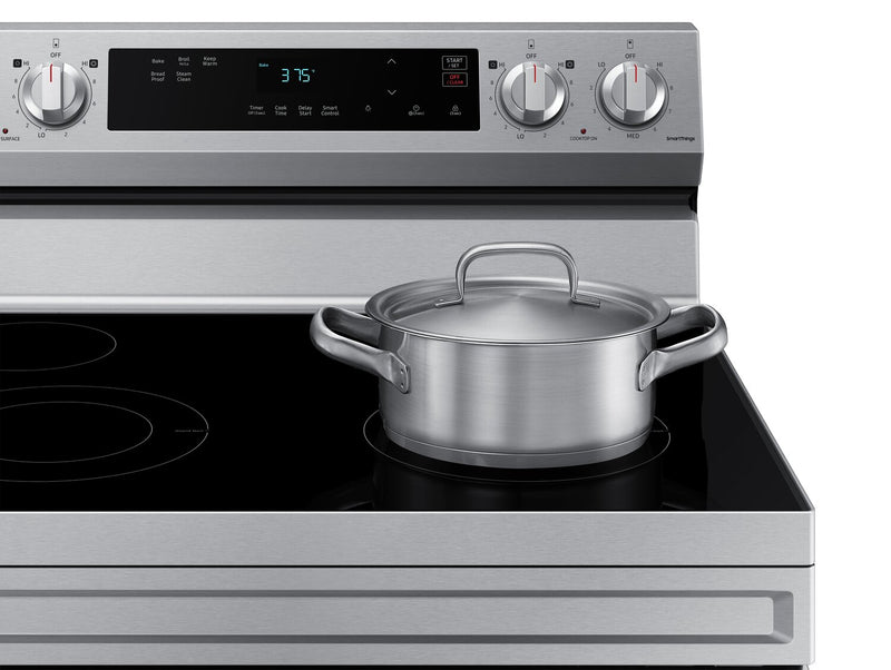 Samsung 6.3 Cu. Ft. Smart Electric Free Standing Range with Steam Clean - Stainless Steel - NE63A6111SS/AC