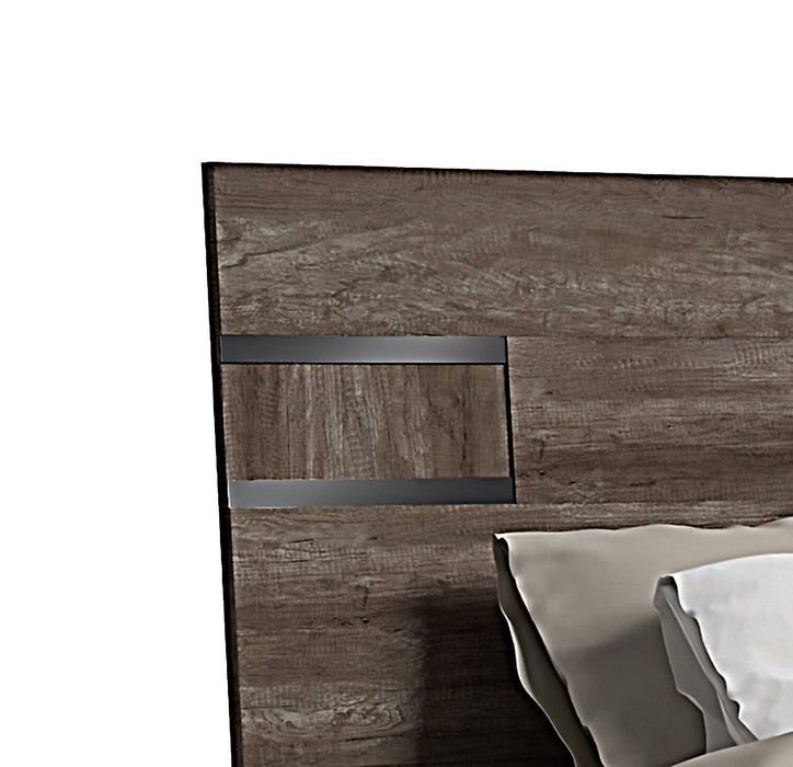 Gino Panel Bed with Headboard & Frame - Made in Italy, Modern, Brown - King Size