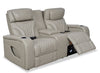 Elite Genuine Leather Power Reclining Loveseat with Massage Function and Power Headrests - Grey  