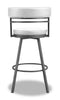 Mila Counter-Height Stool with Swivel Seat & Vegan Leather Fabric, 25"H, Metal - White | Tabouret 25 po bar Mila en tissu de cuir végétalien et en métal avec siège pivotant - blanc