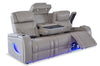 Elite Genuine Leather Power Reclining Sofa with Massage Function and Power Headrests - Grey 